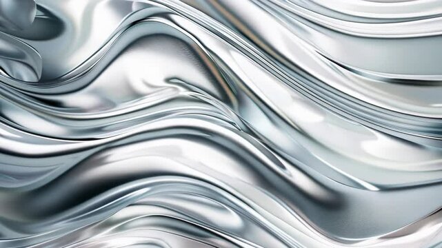 Abstract silver liquid waves with reflective surface
