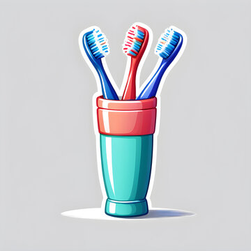 recommend clip art: Toothbrushes logo icon on white background, Generative AI