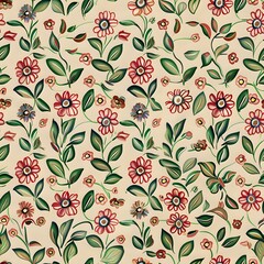 Nature-Inspired Floral Design for Wallpaper and Fabric