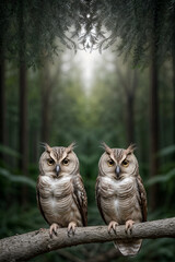 Obraz premium Majestic Barred Owls in Their Natural Habitat