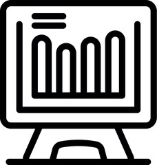 Desktop computer displaying a bar chart representing growing data analysis
