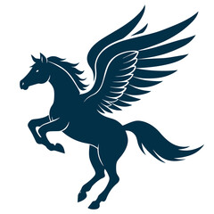 Mythical Winged Horse Jumping Silhouette Vector