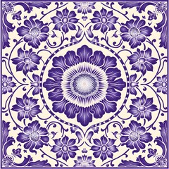 Purple Chinese pattern with woodcut print and green lines