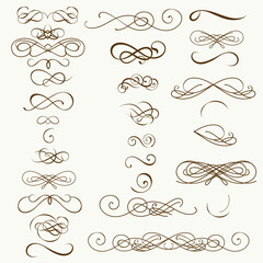 Collection of vector retro calligraphic flourishes