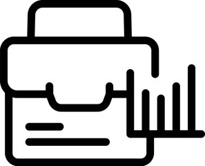 This icon of a portfolio with a growth chart represents positive financial results