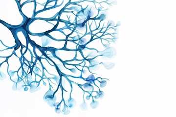 A delicate watercolor depiction of biophysics, showing the application of physics principles to biological systems, isolate on white background with copy space