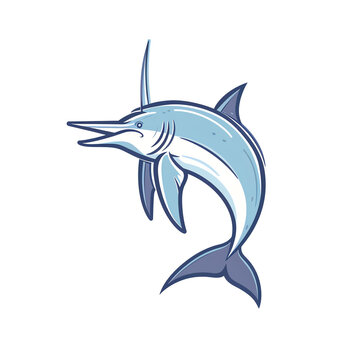 blue swordfish cartoon style clip art preview