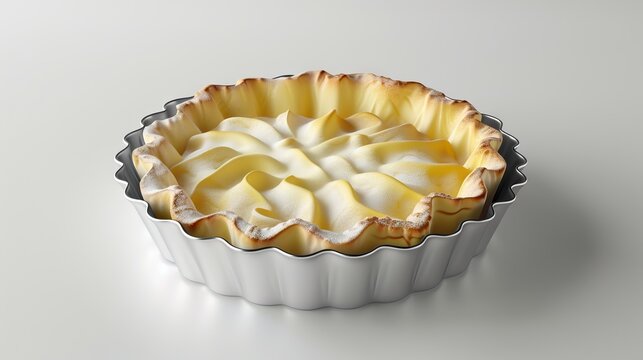 Pie bottom to fill in aluminium mold  with a culinary preparation on a white background