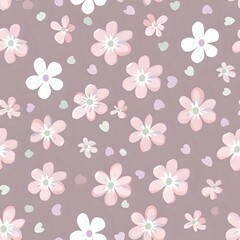 Feminine Floral Grid on Dusty Pink Seamless Background