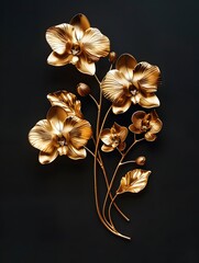 Luxurious Golden Floral Wall Sculpture Adds Elegance.