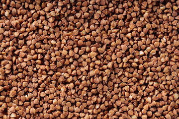 Buckwheat Grains Close Up Background, Top View