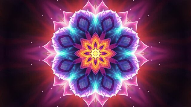 Glowing Colorful Mandala. Abstract kaleidoscopic patterns in a mesmerizing array of colors.