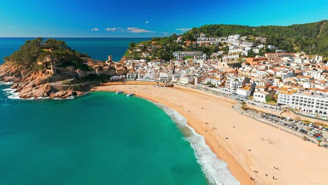 Tossa de Mar town on Costa Brava Mediterranean coast in Catalonia, Spain.