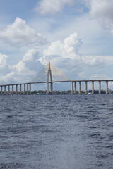 Obraz premium Journalist Phelippe Daou Bridge over the Rio Negro, Manaus, Brazil