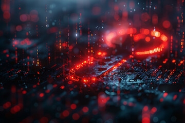 Abstract cyber security concept with key and binary code.  