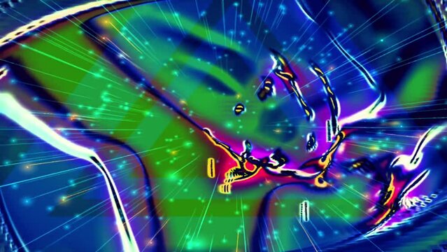 Abstract Colorful Swirling Pattern With Bright Lights and Stars