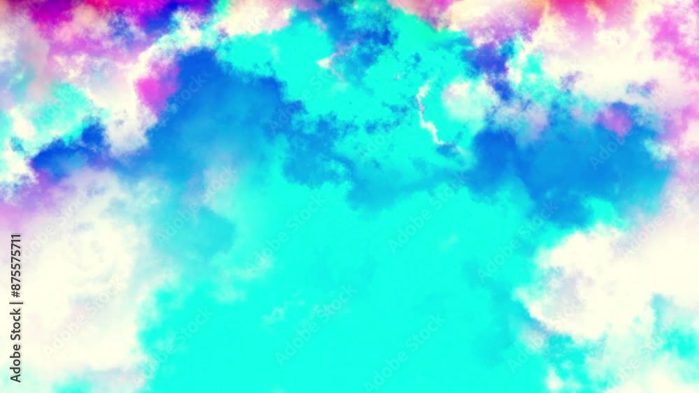 Fototapete Seamless abstract psychedelic wavy background for loop playback. 4k video. Cloudy nebula background. Natural retro colors.