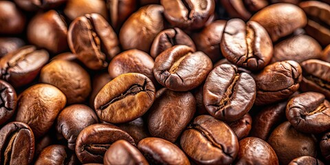 Fototapeta premium Slow motion close-up of whole roasted coffee beans dolly shot, showcasing the aromatic movement and texture, coffee