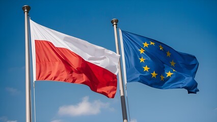 Flaga Polski i Unii europejskiej	