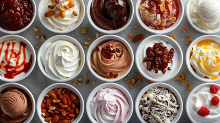 Delicious Ice Cream Sundae Bar with Assorted Toppings and Sauces for Custom Creations