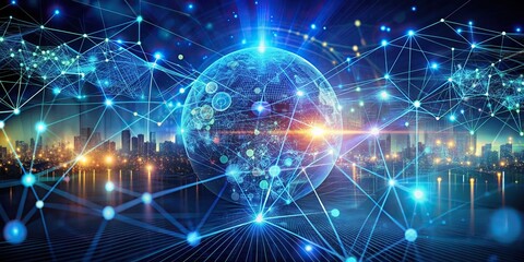 Fototapeta premium concept technology background,Machine learning, Data exchange, Deep learning,