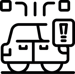 Parking sensor beeping, showing a car parking and a proximity alert on the sensor display