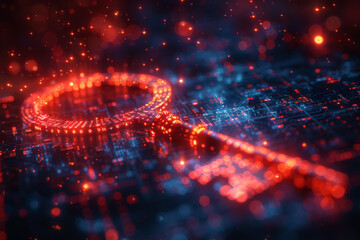 Obraz premium Abstract cyber security concept with key and binary code. 