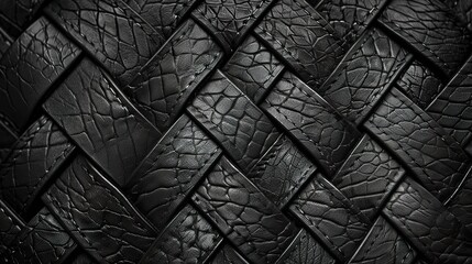 Obraz premium Close up of Black Woven Leather Texture..