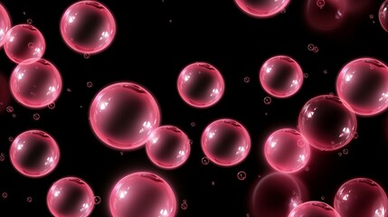 Floating Pink Bubbles on Black Background