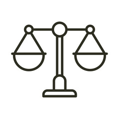 Justice weight scale outline vector icon. Balance scale icon. Weighing scale illustration image