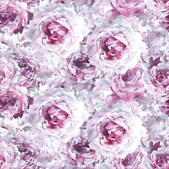 Obraz premium Watercolor Style Pink Rose with Pixelated Grid
