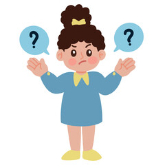 Cute little girl confused making decision vector illustration