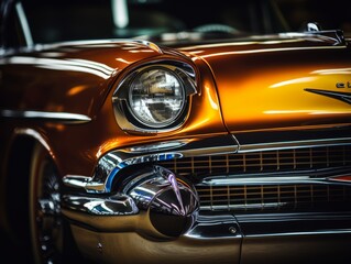 a close up of an old classic car