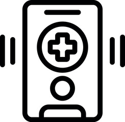 Obraz premium Line icon of a smartphone with a medical application and vibrating alert for healthcare emergencies