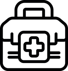 Simple line icon of a first aid kit, representing emergency medical supplies and healthcare