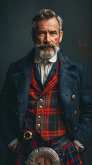 Obraz premium Scottish man with a traditional kilt, looking proud