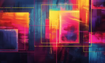 Fototapeta premium Abstract pop art rectangles with neon outlines