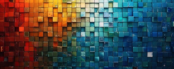 Fototapeta premium Brightly colored pixels forming a grid