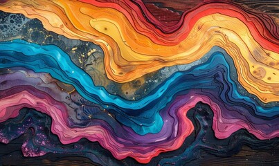 Abstract wood grain in vibrant hues