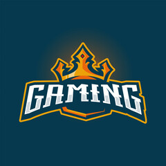 illustration of an crown king mascot logo for team sports and gaming