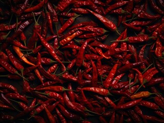 Fototapeta premium a large group of red chili peppers on a black background