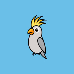 Cockatiel Bird Icon Vector – Detailed and Adorable Bird Illustration