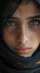 Close-up of a young Saudi Arabian girl with a hijab