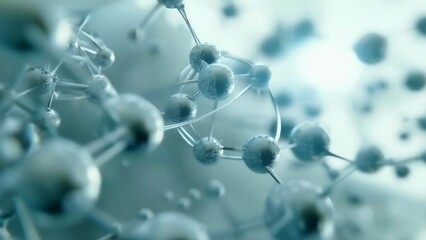 A detailed close-up of interconnected molecular structures. The scene showcases various molecules linked, suggesting a scientific or chemical concept. Taken in a lab setting, it reveals an intricate