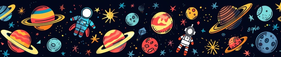 Quirky astronauts in outer space with fun and imaginative design