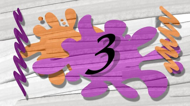 Counter with colored blots from 1 to 25 for video editing.