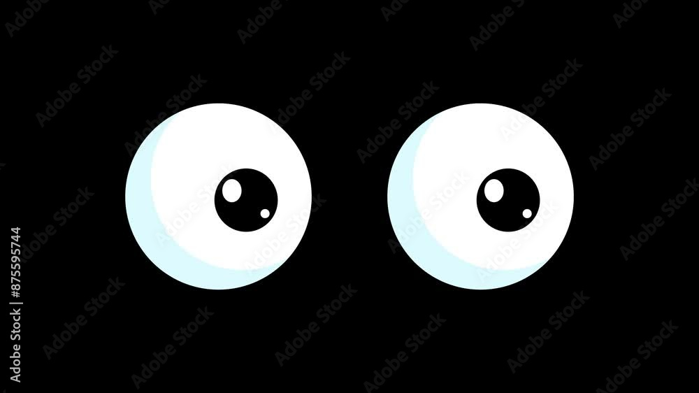 Wall mural blinking eyes animated icon round eyes blinking and glancing right and left looping green screen 4k
