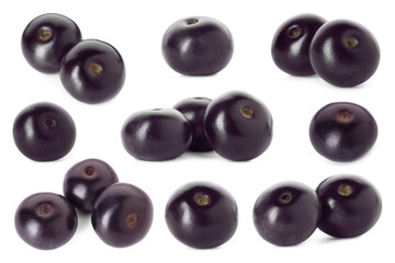 Set of acai berries isolated on white
