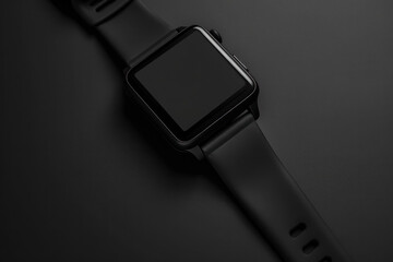 Minimalist Black Smartwatch on Dark Background