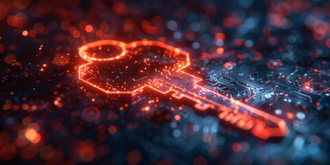 Abstract key on a black background. Cyber security concept.  